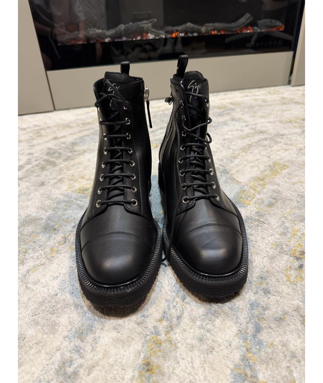 GIUSEPPE ZANOTTI DESIGN Черные кожаные высокие ботинки, фото 2