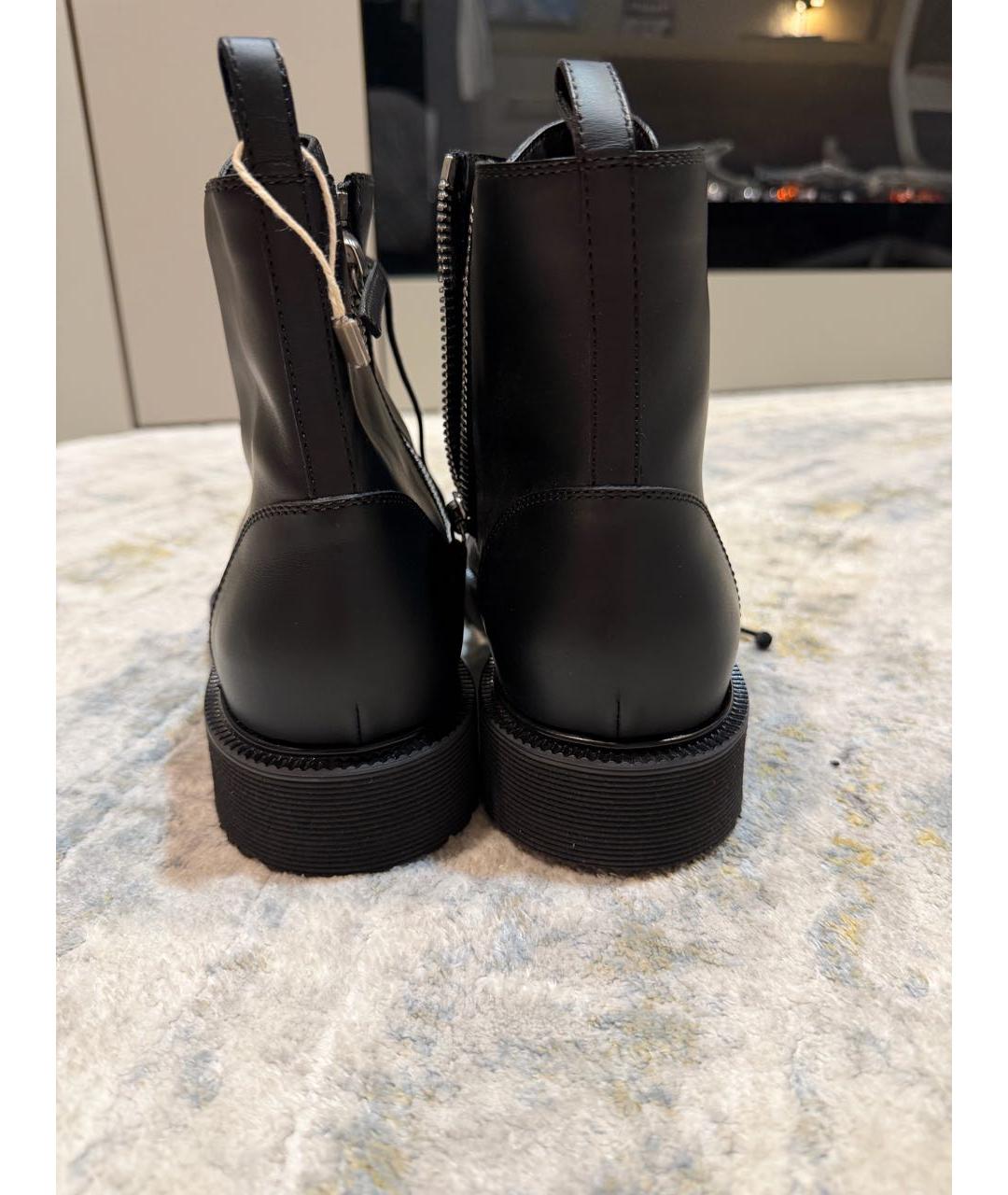 GIUSEPPE ZANOTTI DESIGN Черные кожаные высокие ботинки, фото 4