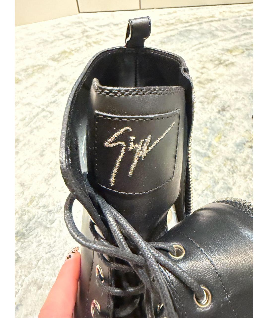 GIUSEPPE ZANOTTI DESIGN Черные кожаные высокие ботинки, фото 5