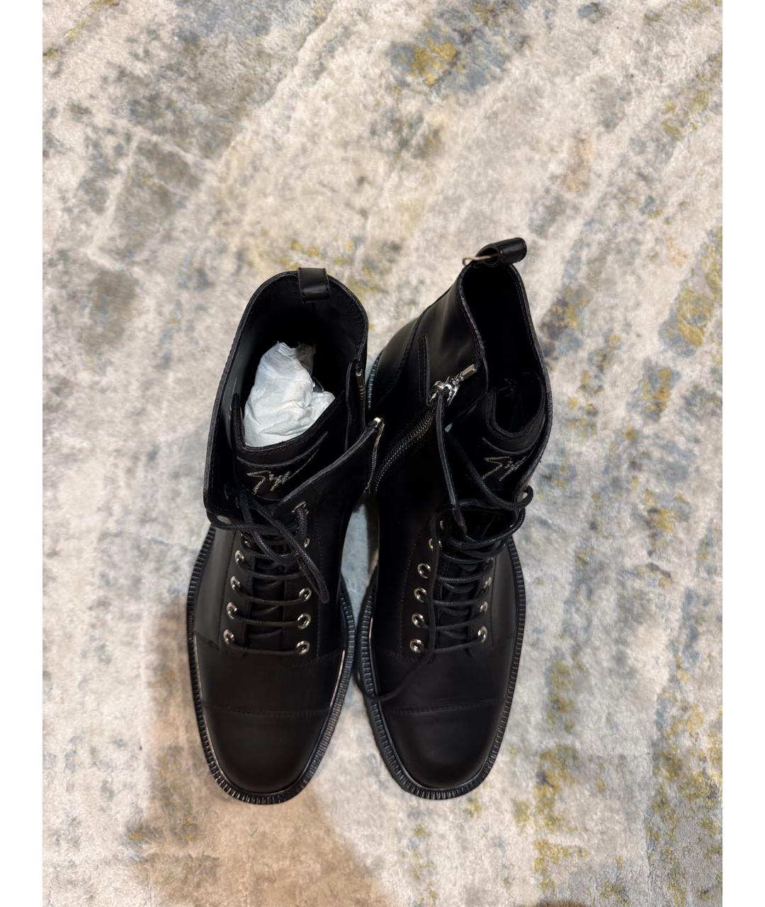 GIUSEPPE ZANOTTI DESIGN Черные кожаные высокие ботинки, фото 3