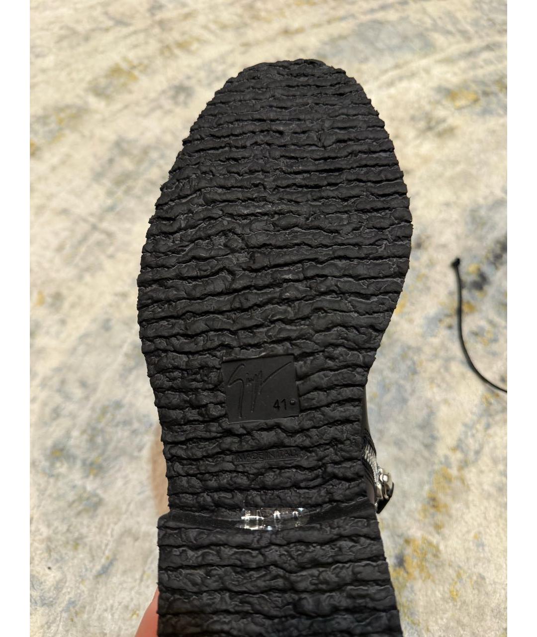 GIUSEPPE ZANOTTI DESIGN Черные кожаные высокие ботинки, фото 6