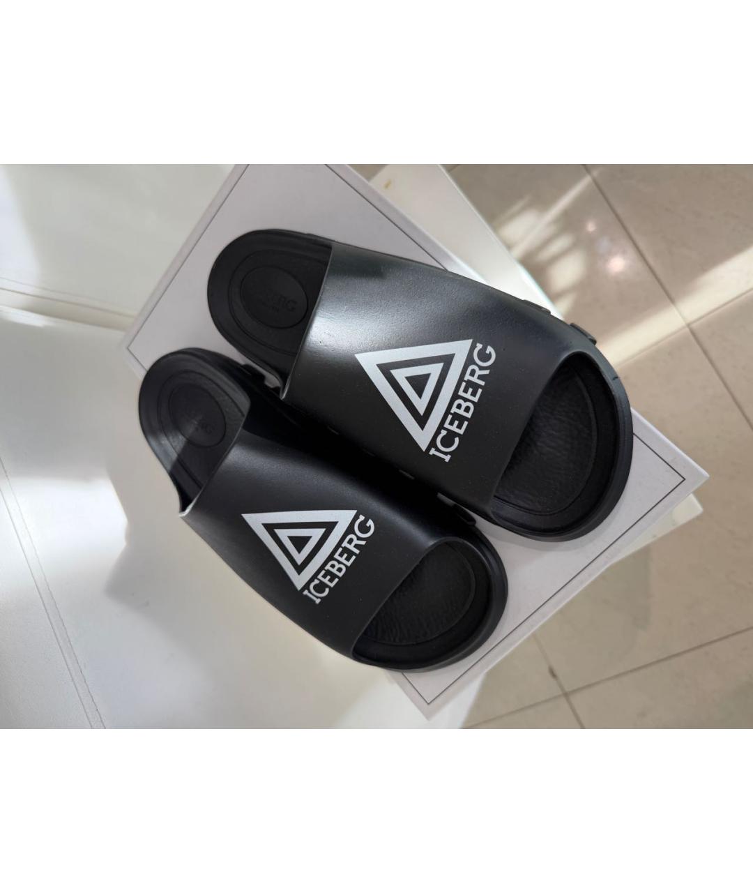 ICEBERG Черные резиновые шлепанцы, фото 7
