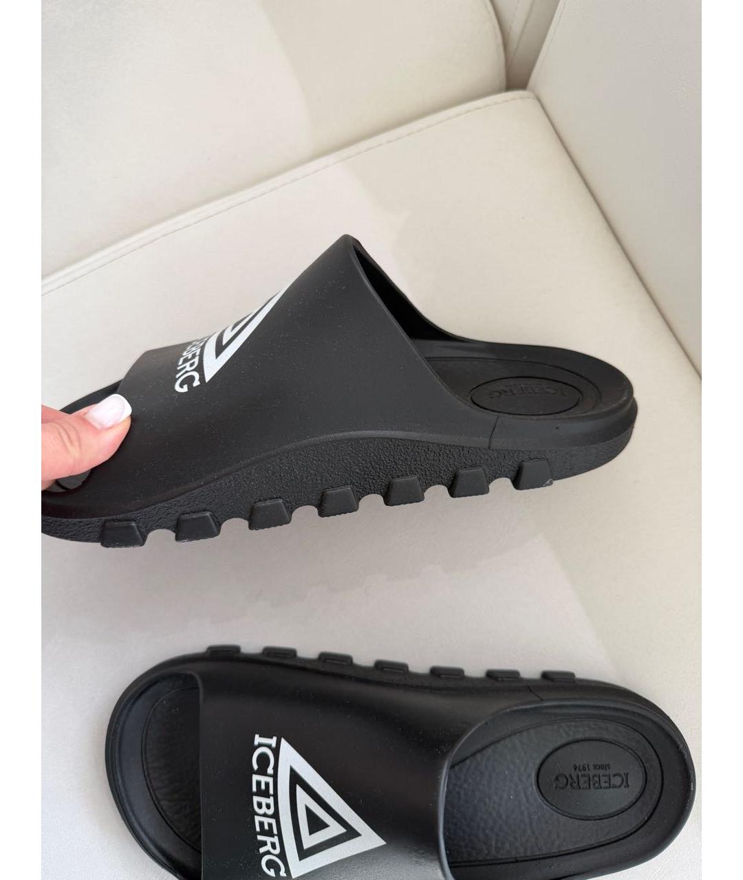 ICEBERG Черные резиновые шлепанцы, фото 4