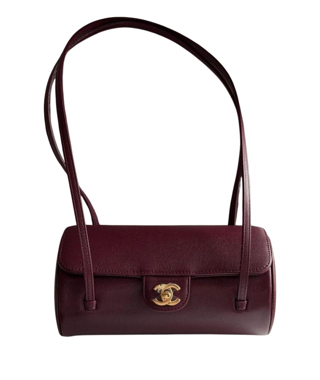 CHANEL Бордовая кожаная сумка с короткими ручками, фото 1