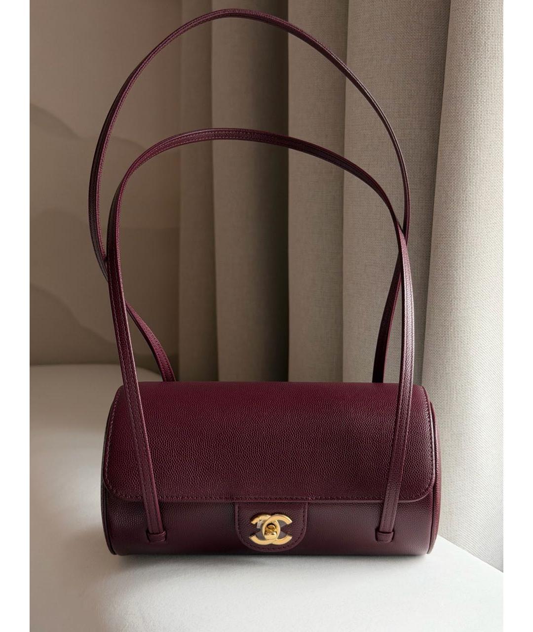 CHANEL Бордовая кожаная сумка с короткими ручками, фото 2