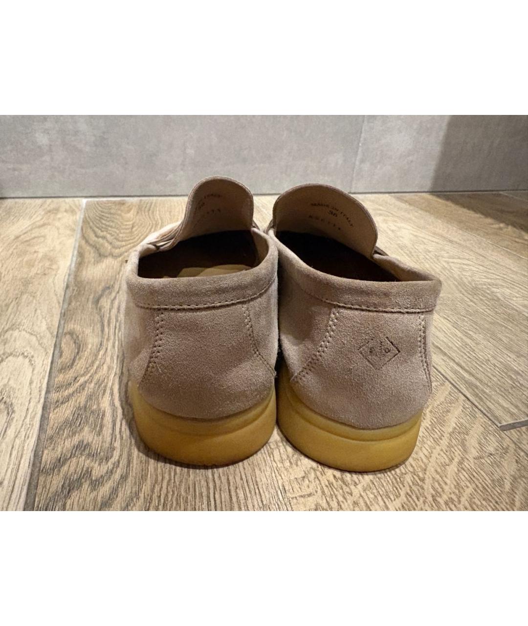 LORO PIANA Бежевые замшевые лоферы, фото 4