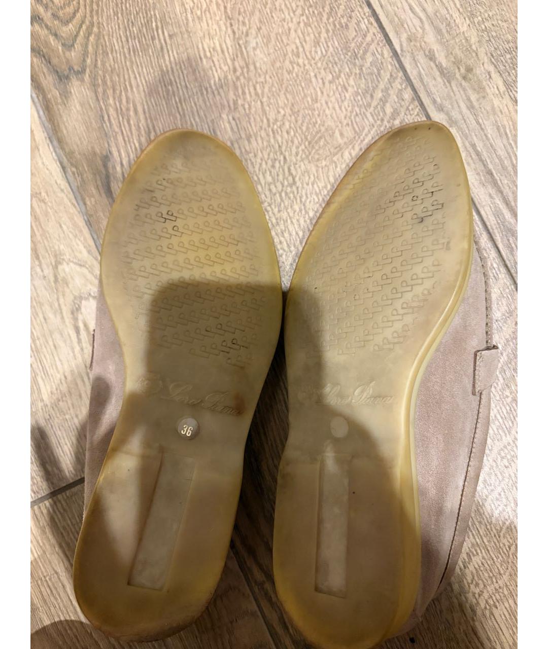 LORO PIANA Бежевые замшевые лоферы, фото 5