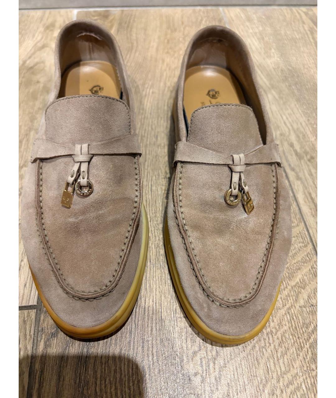 LORO PIANA Бежевые замшевые лоферы, фото 2