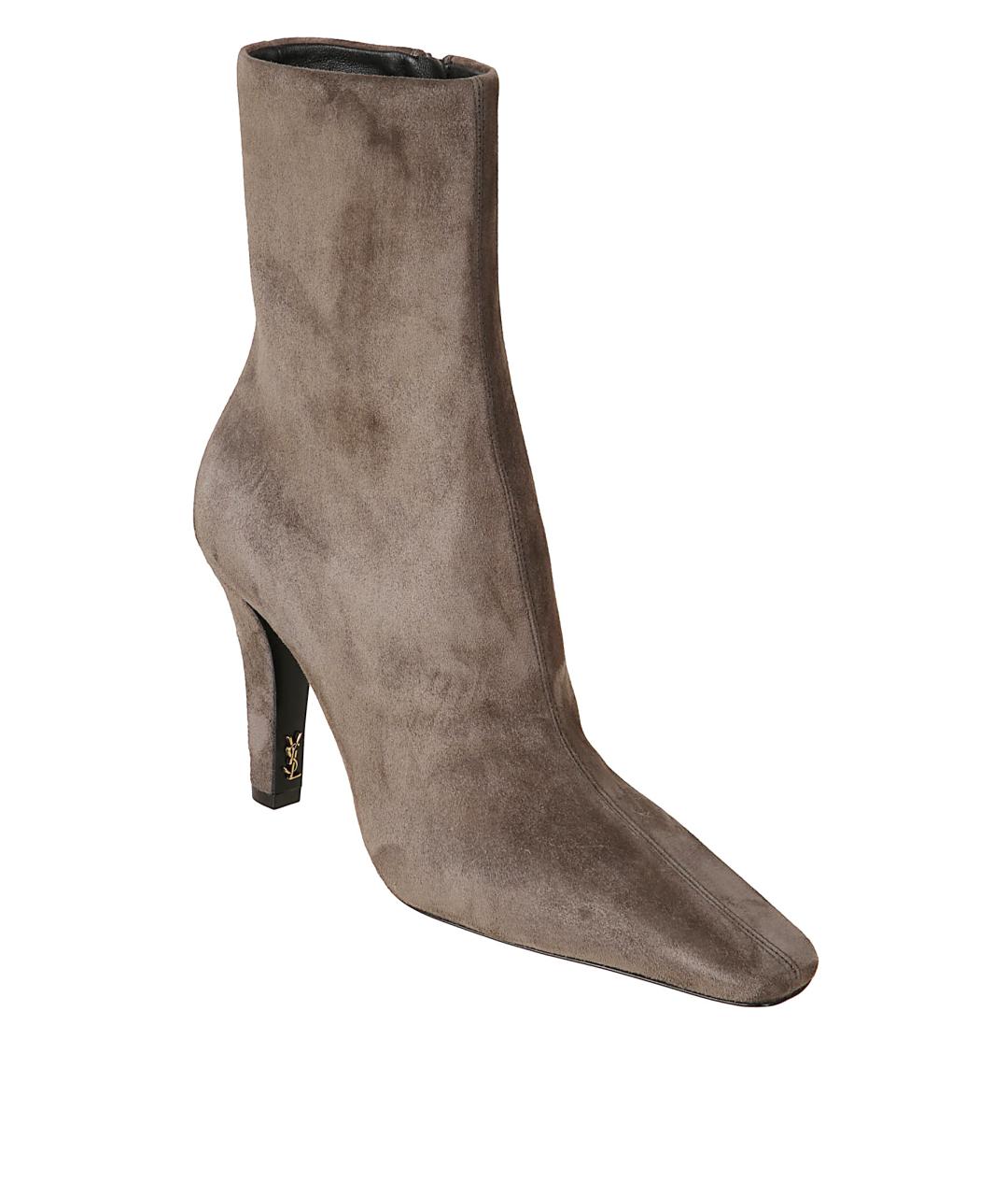 SAINT LAURENT Серые замшевые сапоги, фото 2