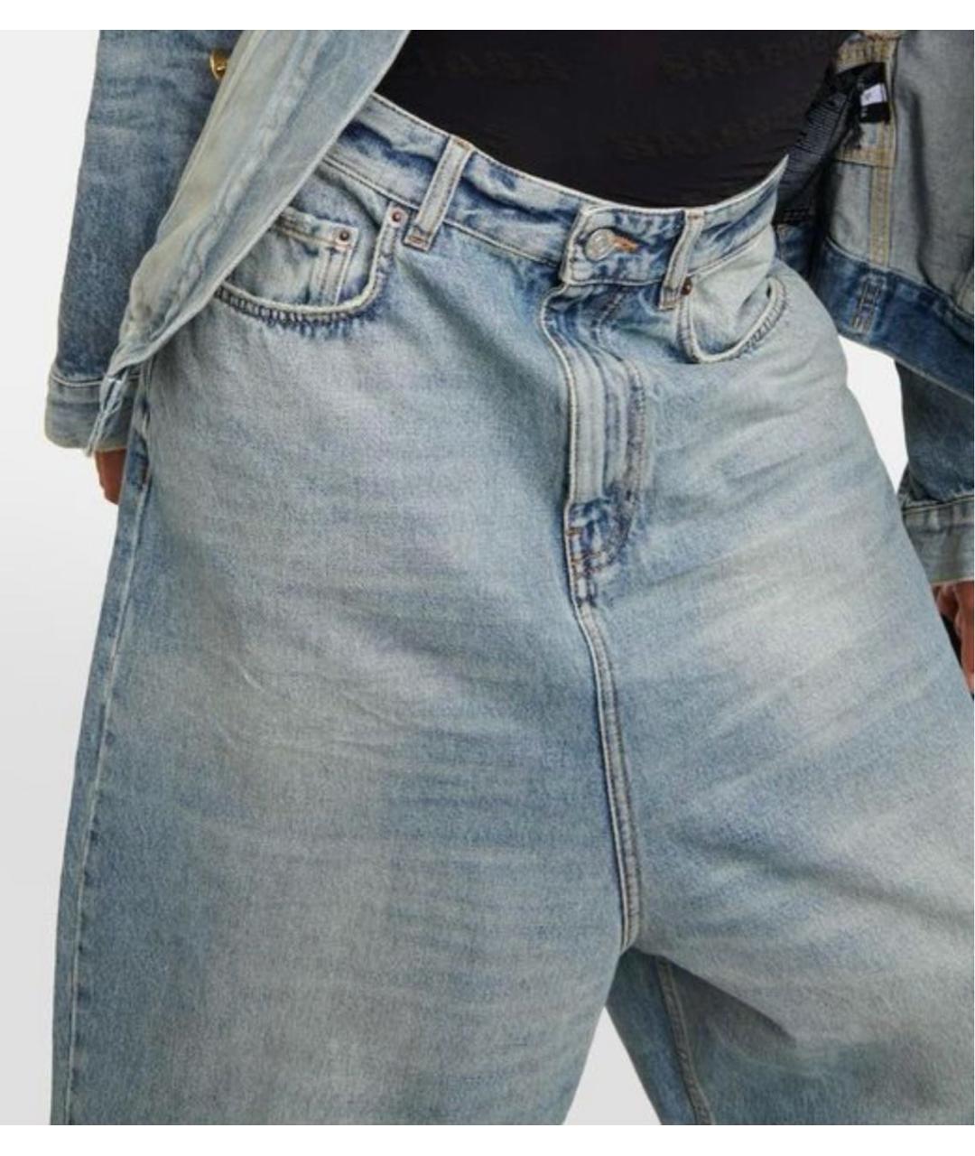 BALENCIAGA Голубые хлопковые джинсы клеш, фото 2