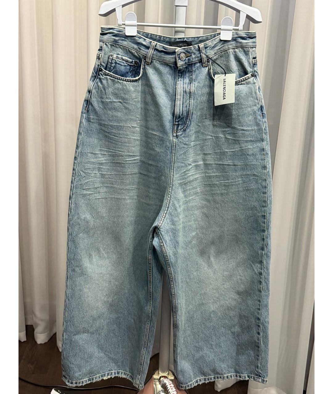 BALENCIAGA Голубые хлопковые джинсы клеш, фото 5