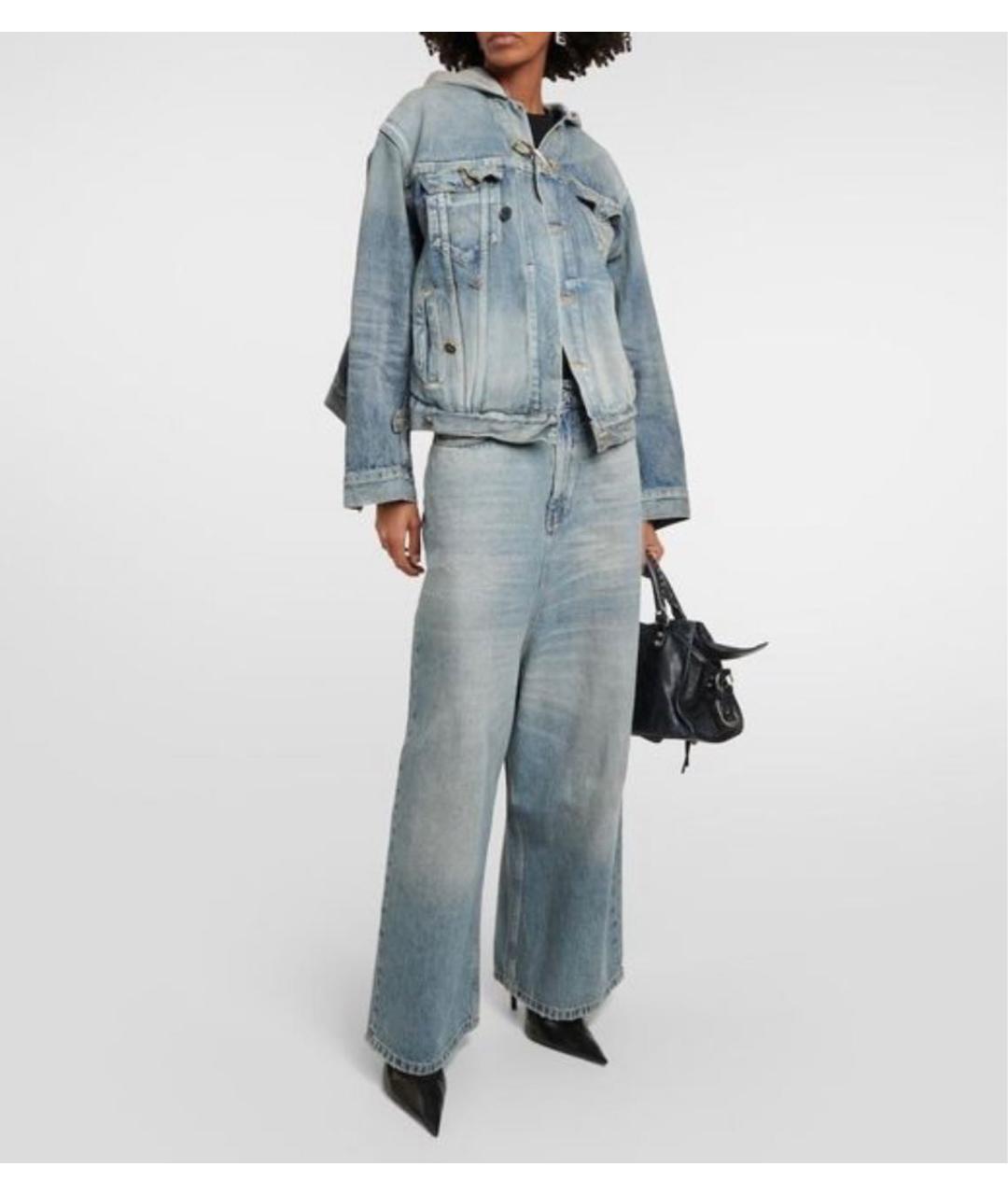 BALENCIAGA Голубые хлопковые джинсы клеш, фото 7