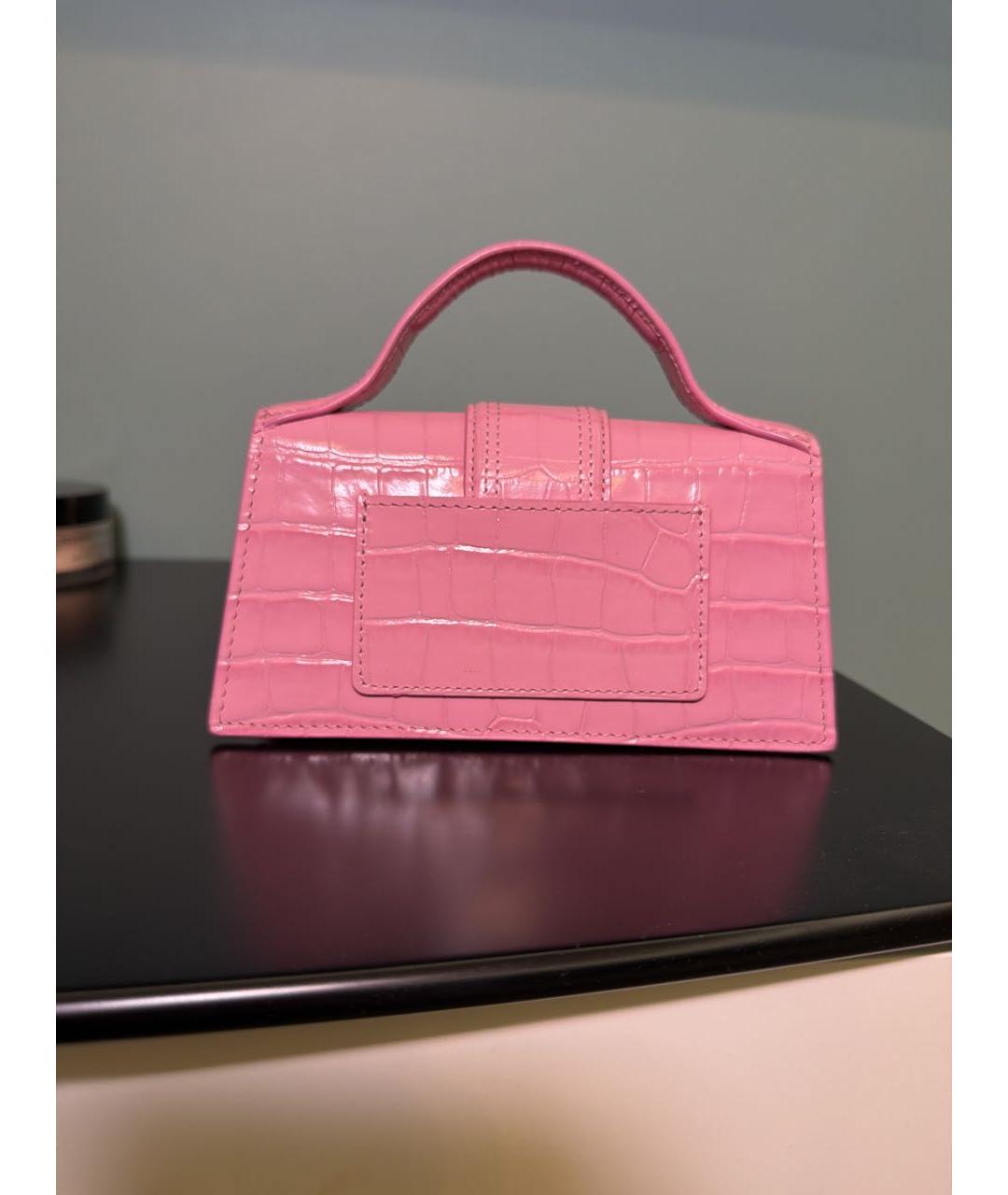 JACQUEMUS Розовая кожаная сумка с короткими ручками, фото 3