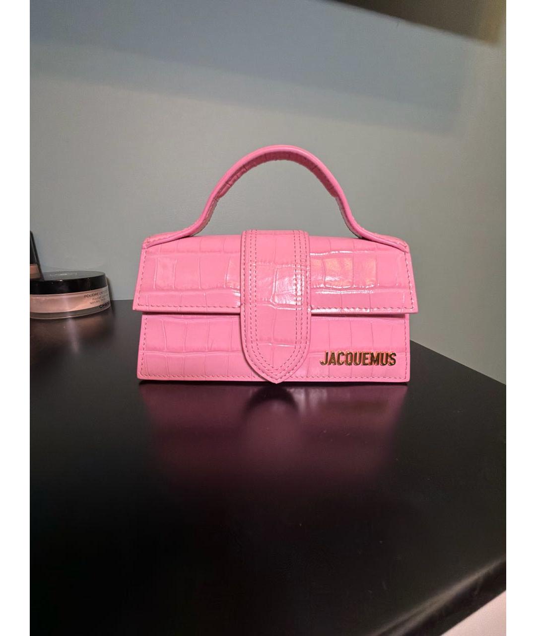 JACQUEMUS Розовая кожаная сумка с короткими ручками, фото 8