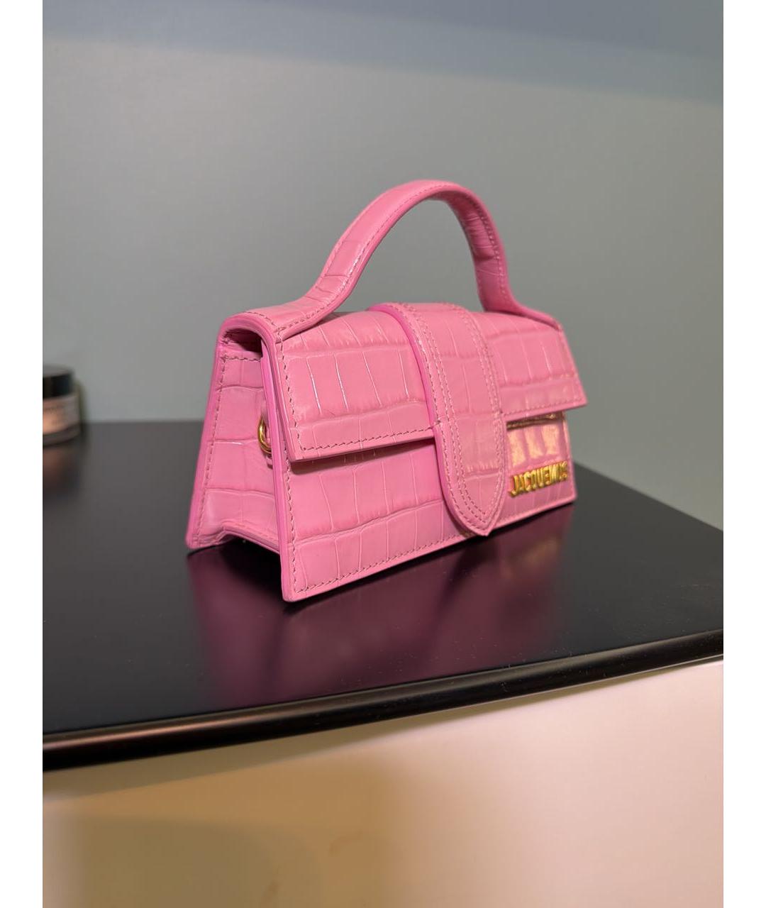 JACQUEMUS Розовая кожаная сумка с короткими ручками, фото 2