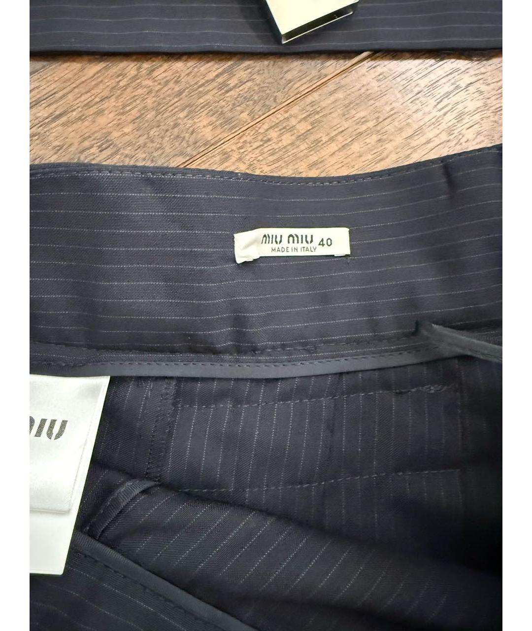 MIU MIU Темно-синяя полиэстеровая юбка мини, фото 7