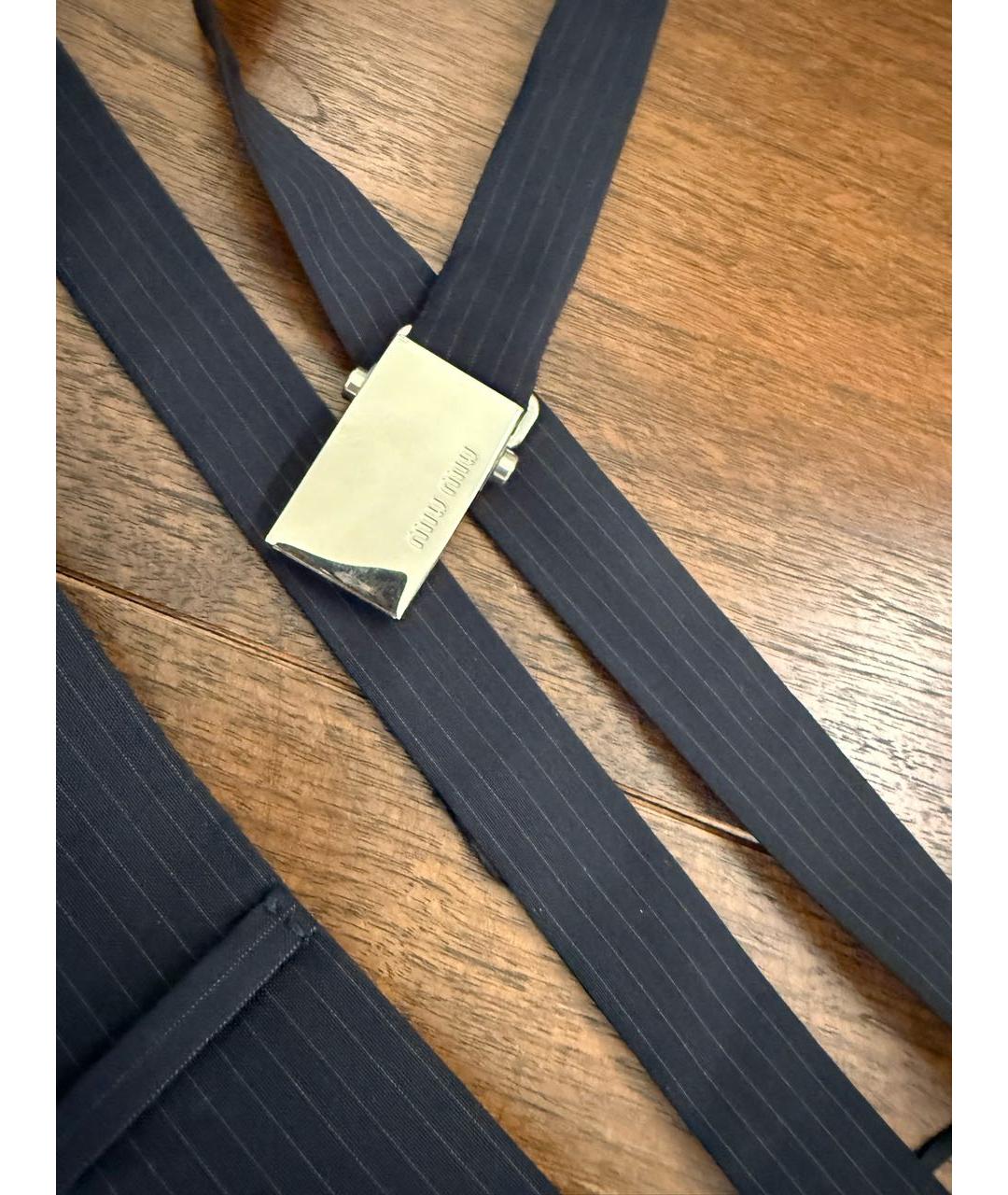 MIU MIU Темно-синяя полиэстеровая юбка мини, фото 5