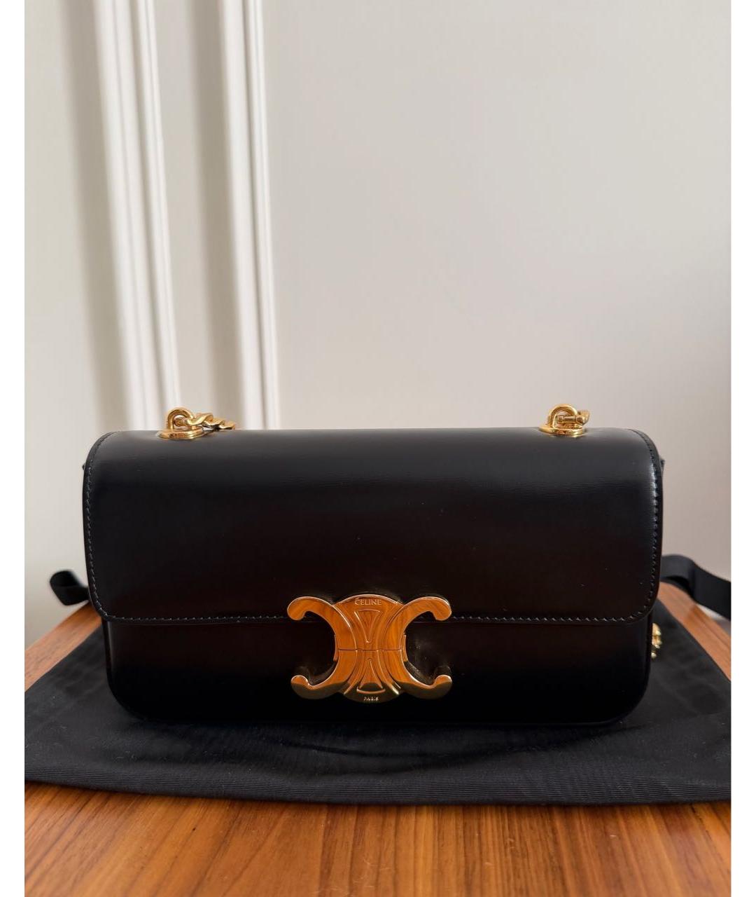 CELINE Черная кожаная сумка через плечо, фото 2