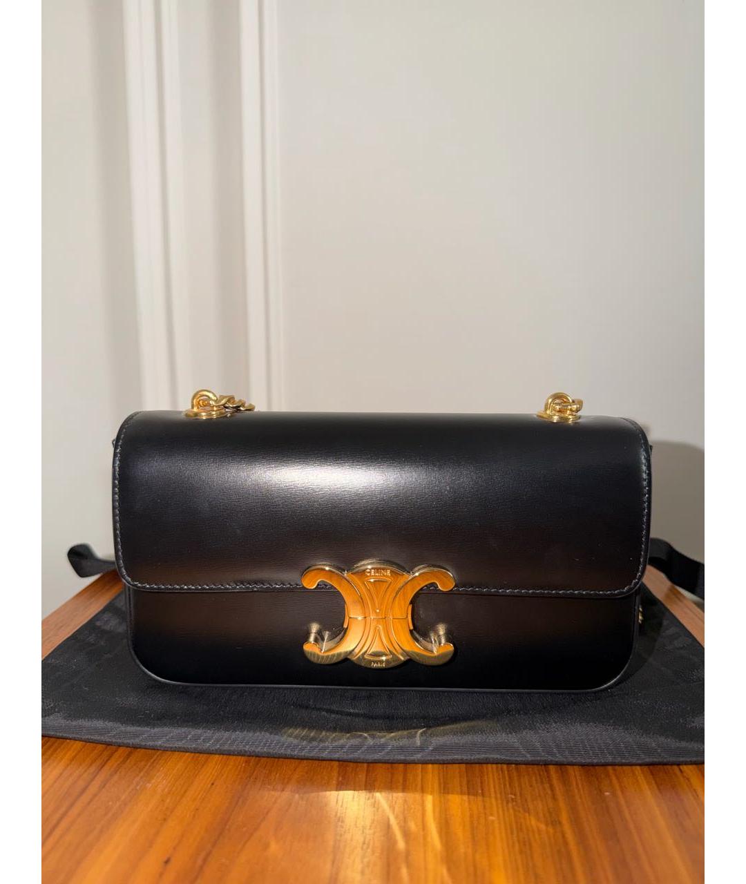 CELINE Черная кожаная сумка через плечо, фото 3