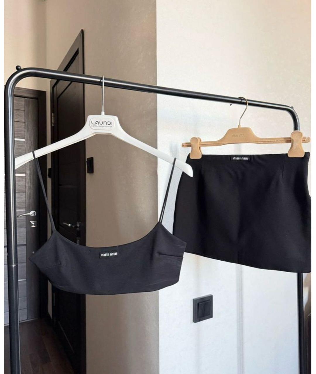 MIU MIU Черный хлопковый костюм с юбками, фото 5