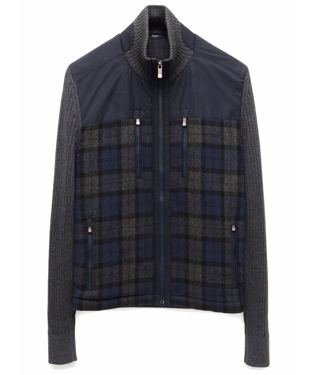 ZEGNA Темно-синий шерстяной кардиган, фото 1