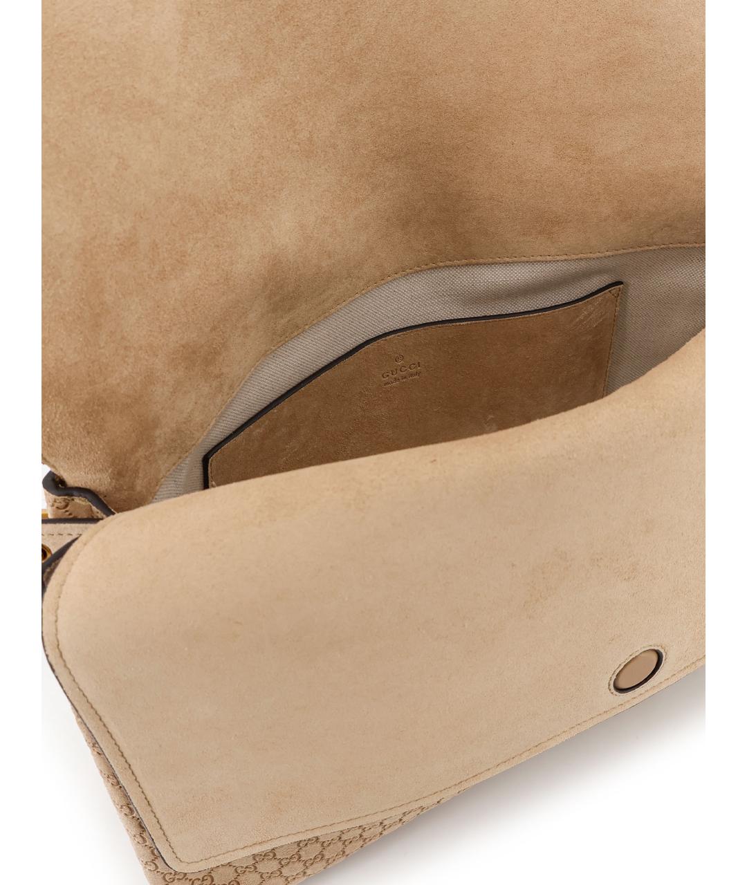 GUCCI Бежевая замшевая сумка через плечо, фото 4