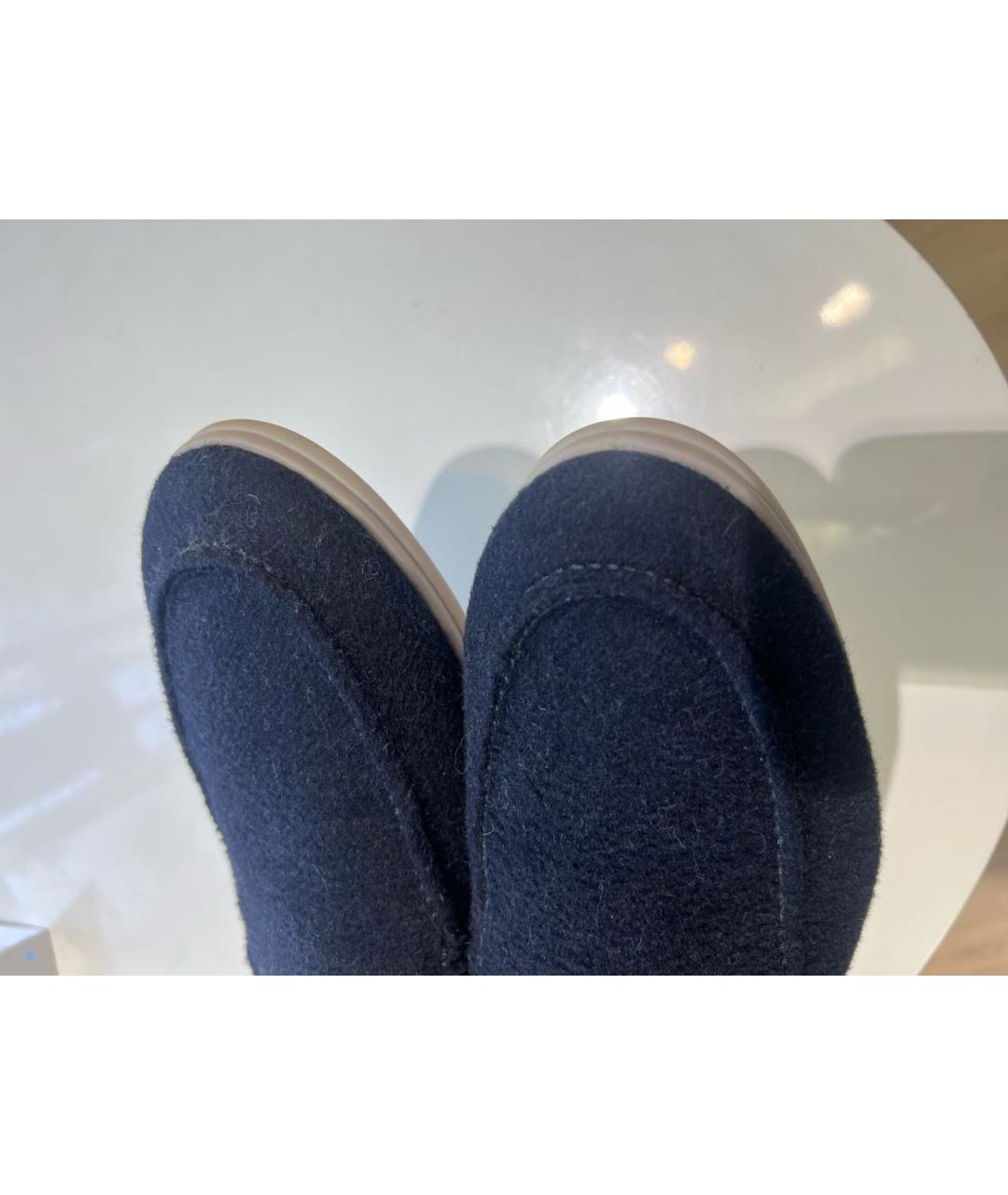 LORO PIANA Темно-синие текстильные лоферы, фото 4