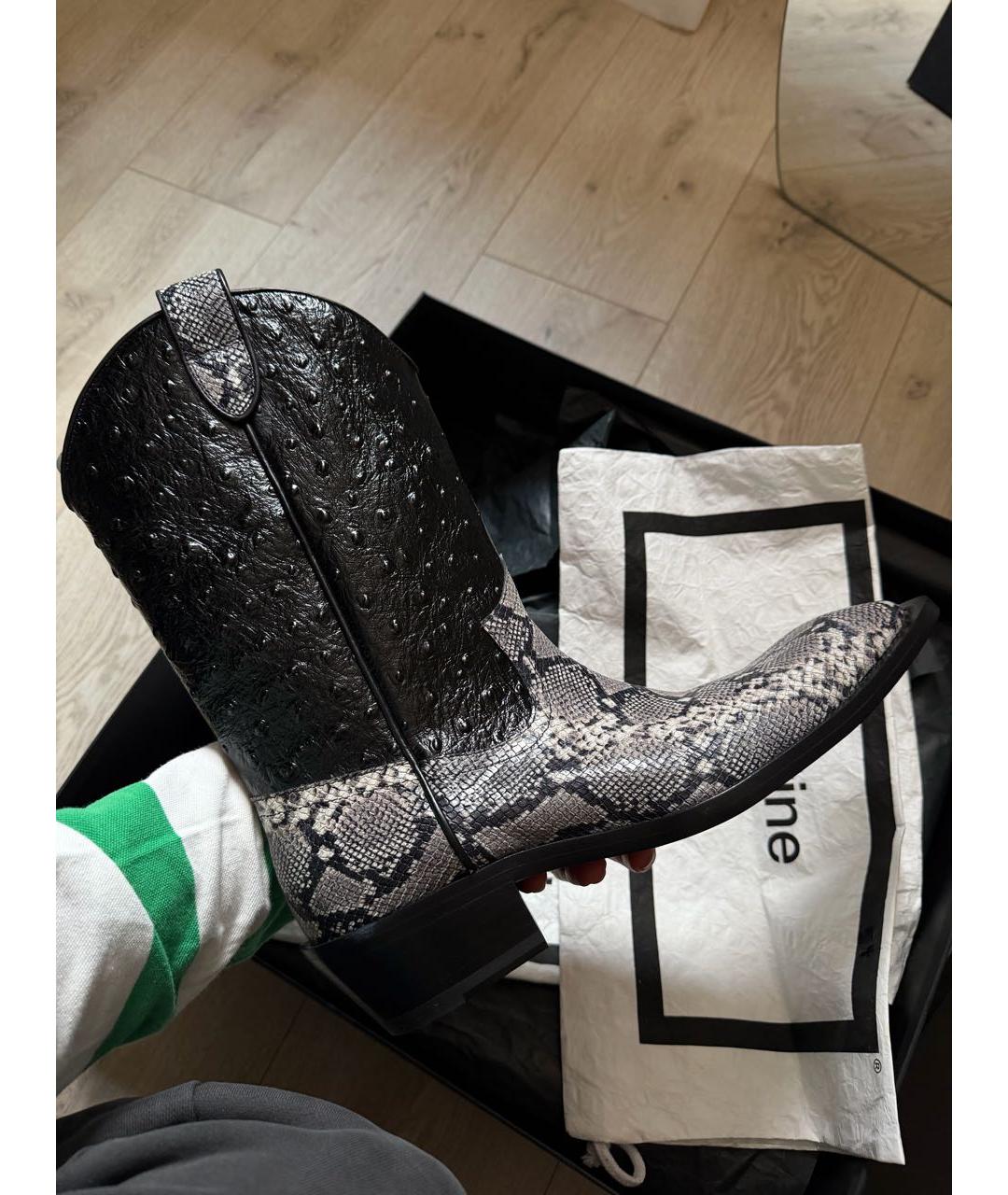 MARTINE ROSE Черные кожаные сапоги, фото 4