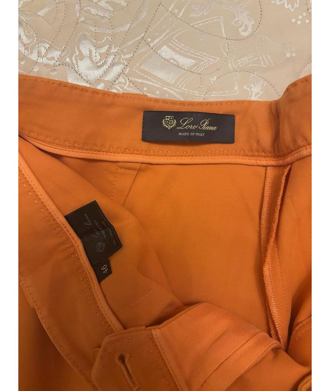 LORO PIANA Оранжевое хлопковые брюки узкие, фото 4