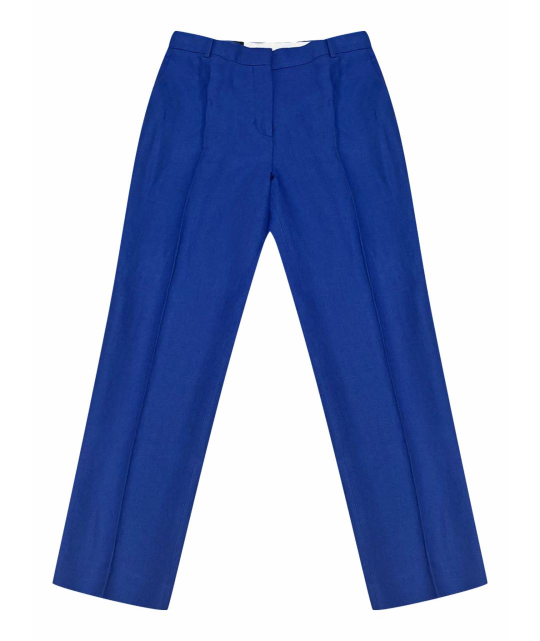 LORO PIANA Синие хлопковые прямые брюки, фото 1