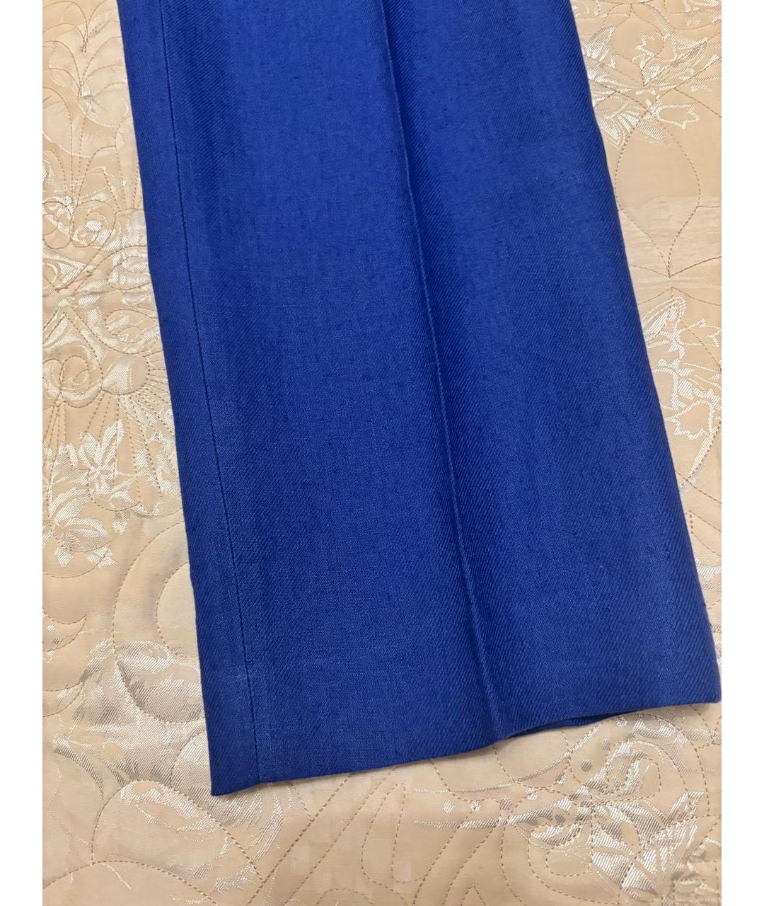 LORO PIANA Синие хлопковые прямые брюки, фото 6