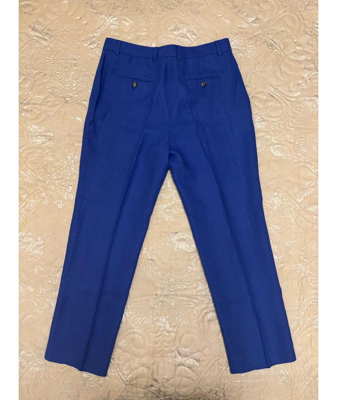 LORO PIANA Синие хлопковые прямые брюки, фото 2