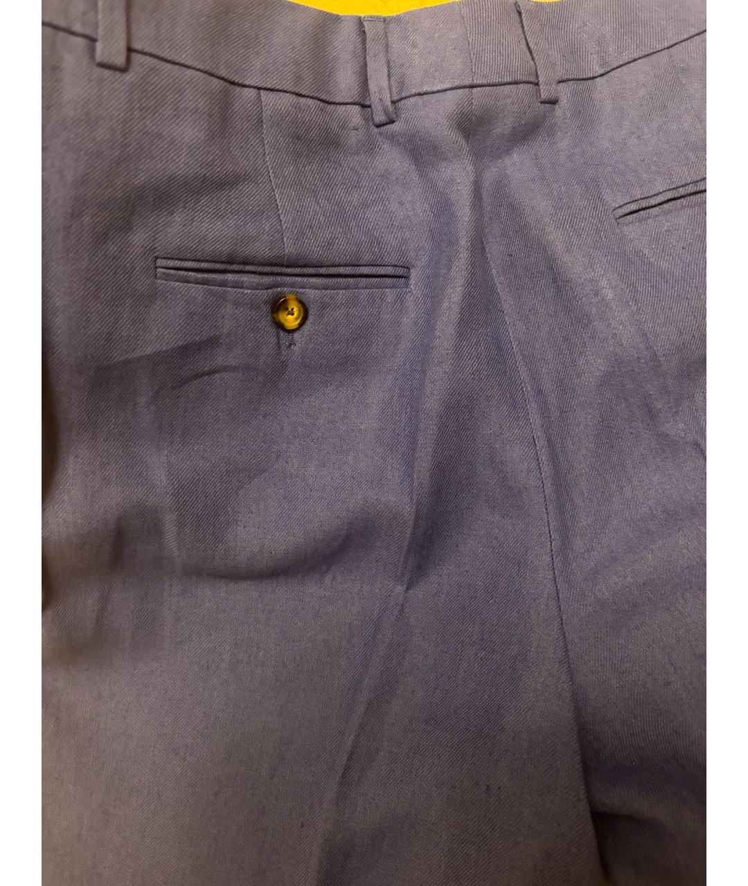 LORO PIANA Синие хлопковые прямые брюки, фото 3