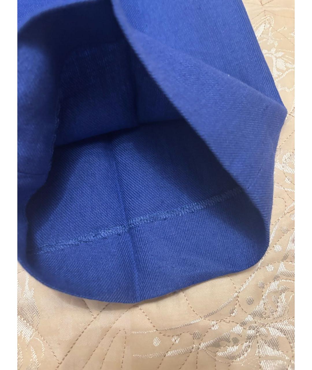 LORO PIANA Синие хлопковые прямые брюки, фото 5