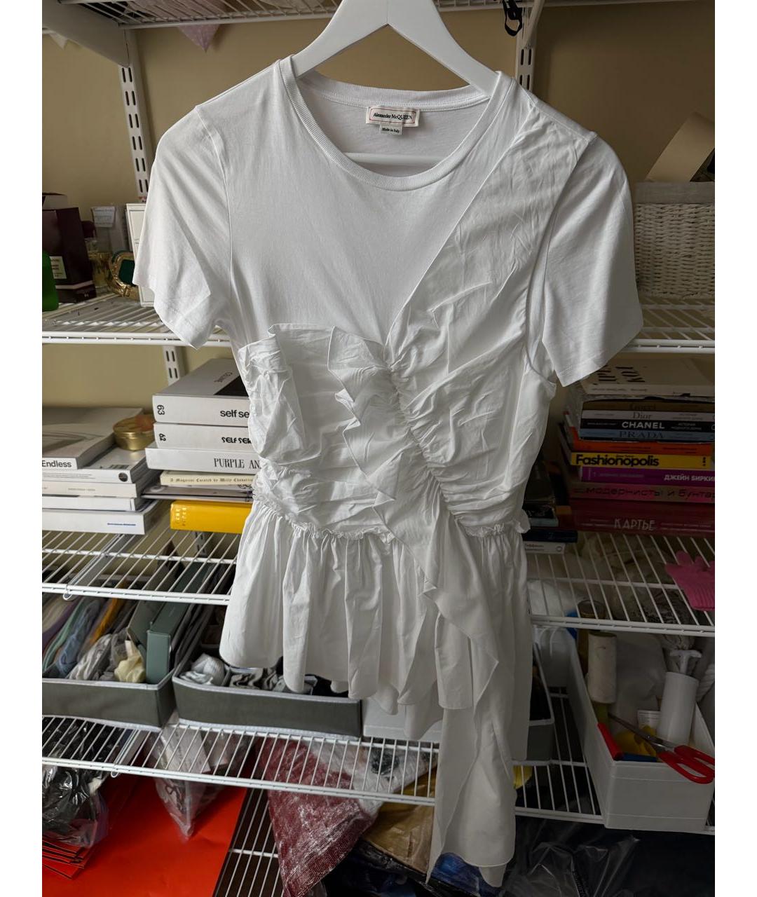 ALEXANDER MCQUEEN Белая хлопковая футболка, фото 5