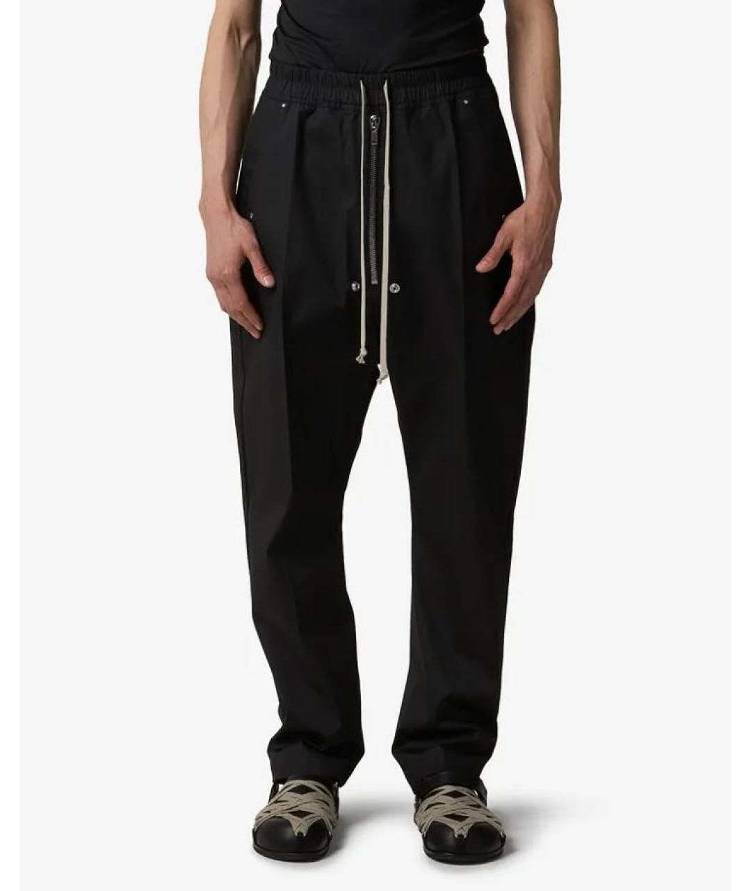 RICK OWENS Черные хлопко-эластановые повседневные брюки, фото 4