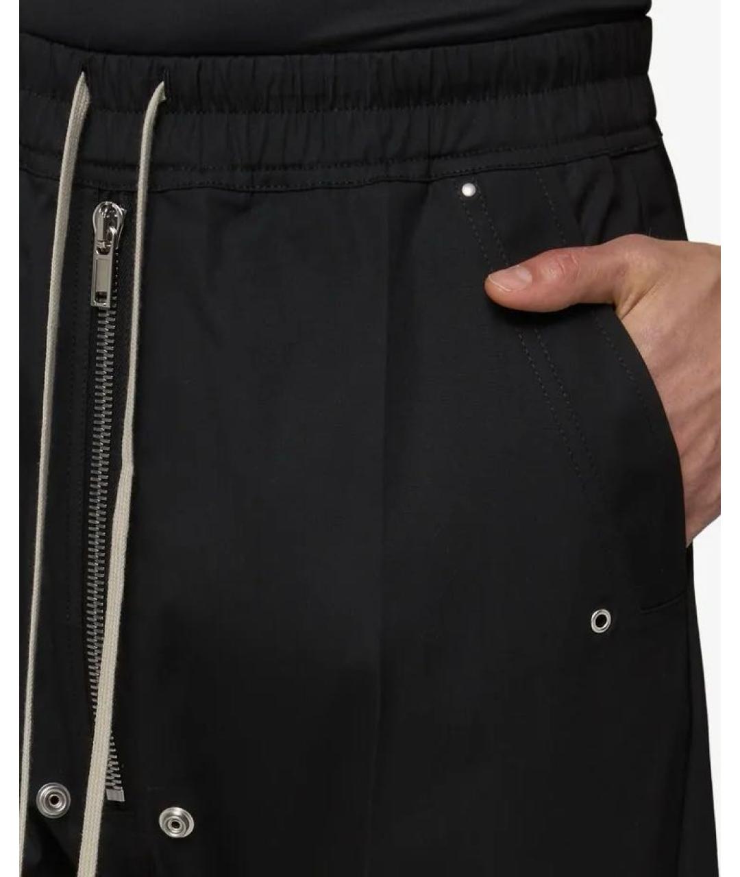 RICK OWENS Черные хлопко-эластановые повседневные брюки, фото 5