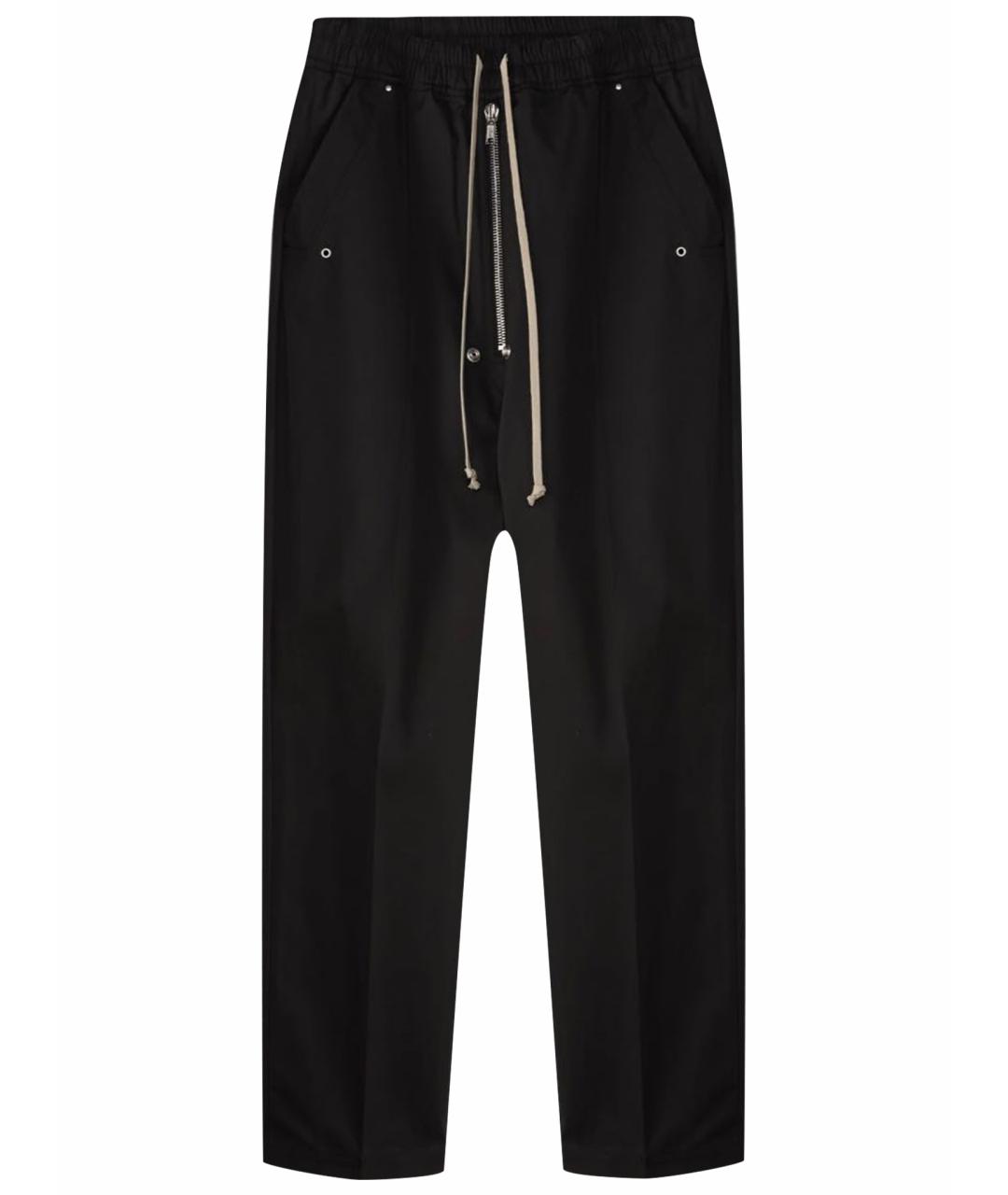 RICK OWENS Черные хлопко-эластановые прямые брюки, фото 1