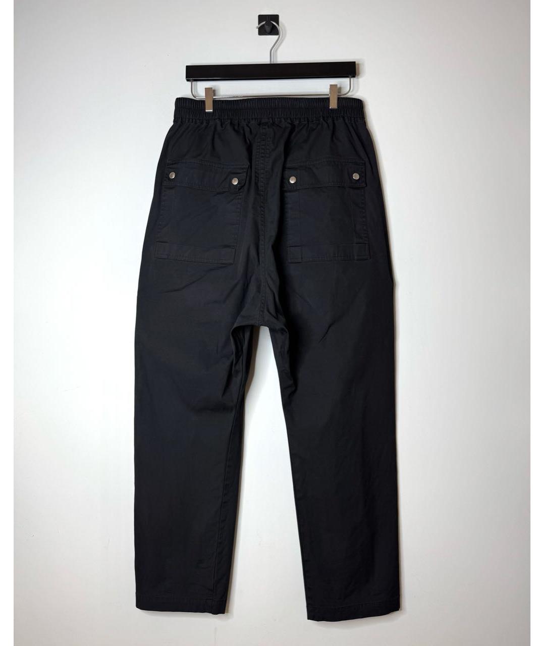 RICK OWENS Черные хлопко-эластановые прямые брюки, фото 3