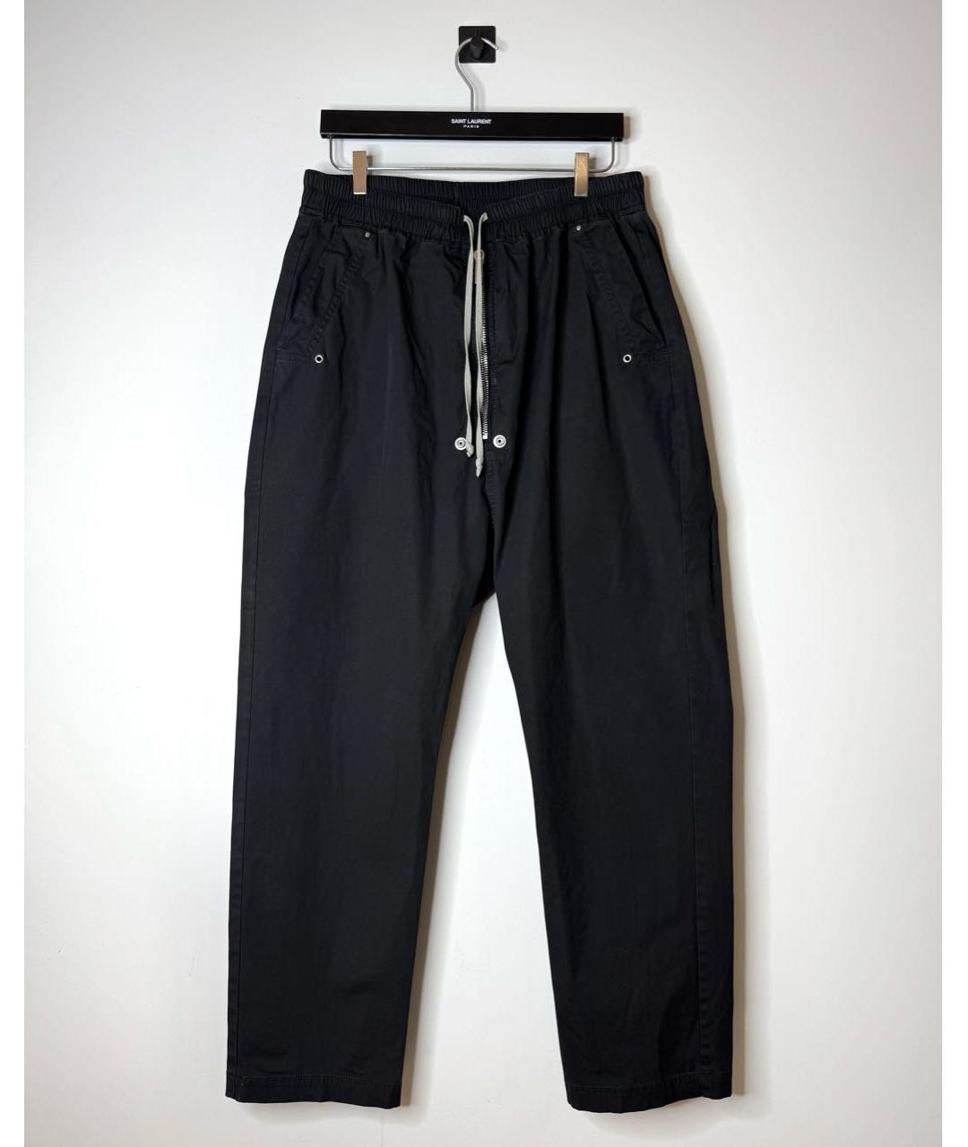 RICK OWENS Черные хлопко-эластановые прямые брюки, фото 2