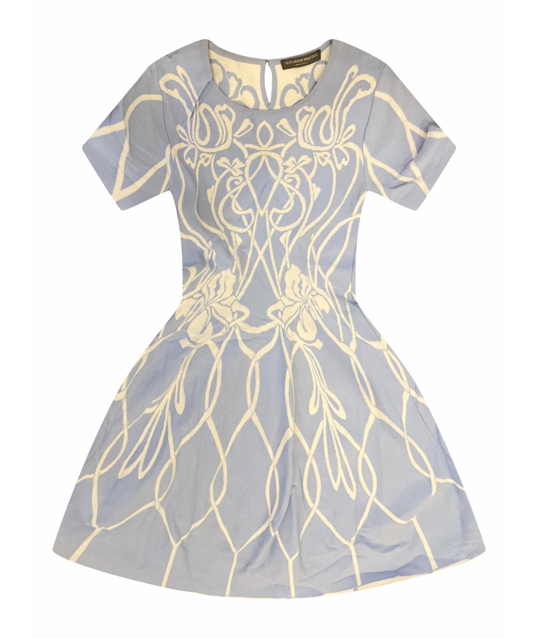ALEXANDER MCQUEEN Голубое вискозное повседневное платье, фото 1