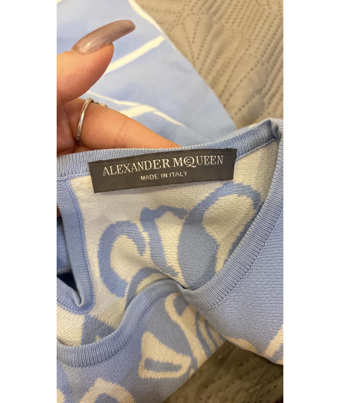 ALEXANDER MCQUEEN Голубое вискозное повседневное платье, фото 3