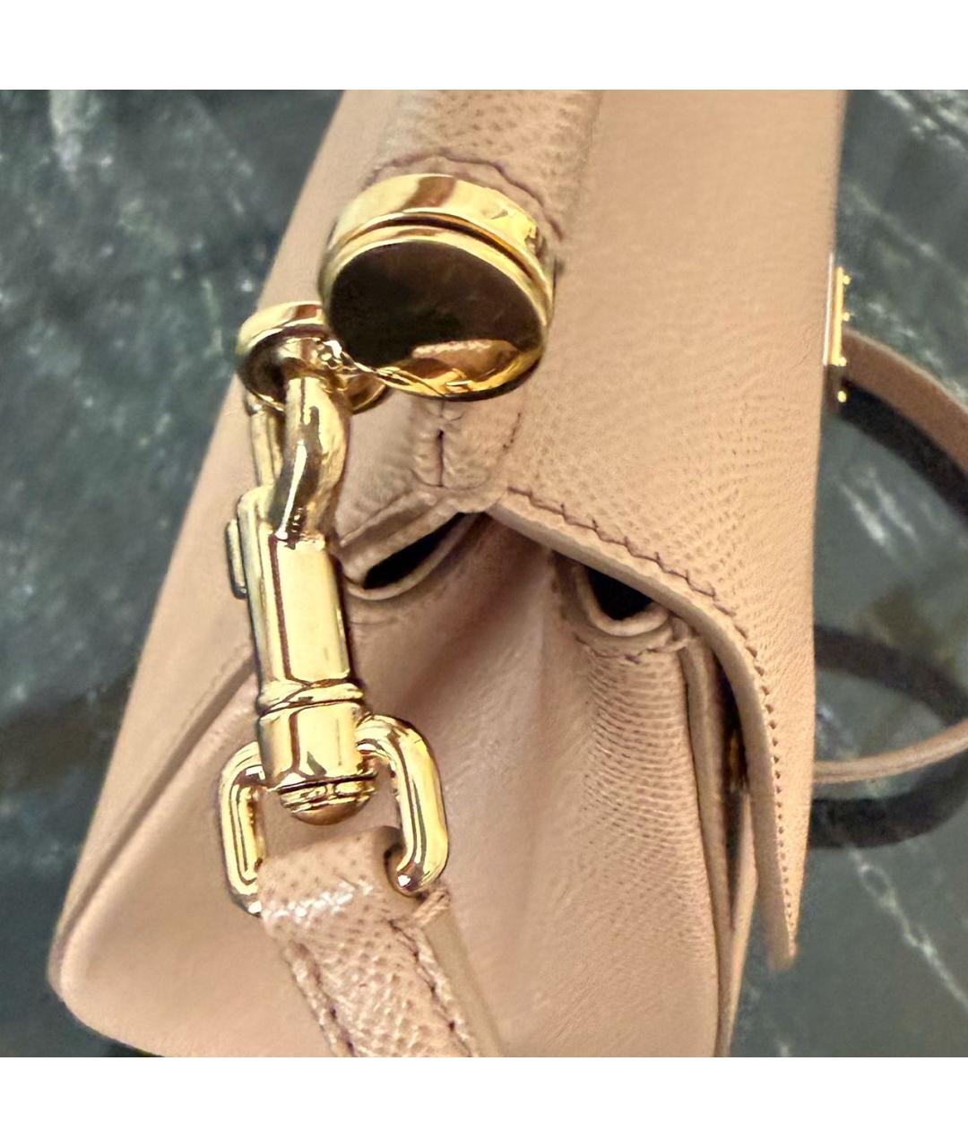 DOLCE&GABBANA Бежевая кожаная сумка с короткими ручками, фото 7