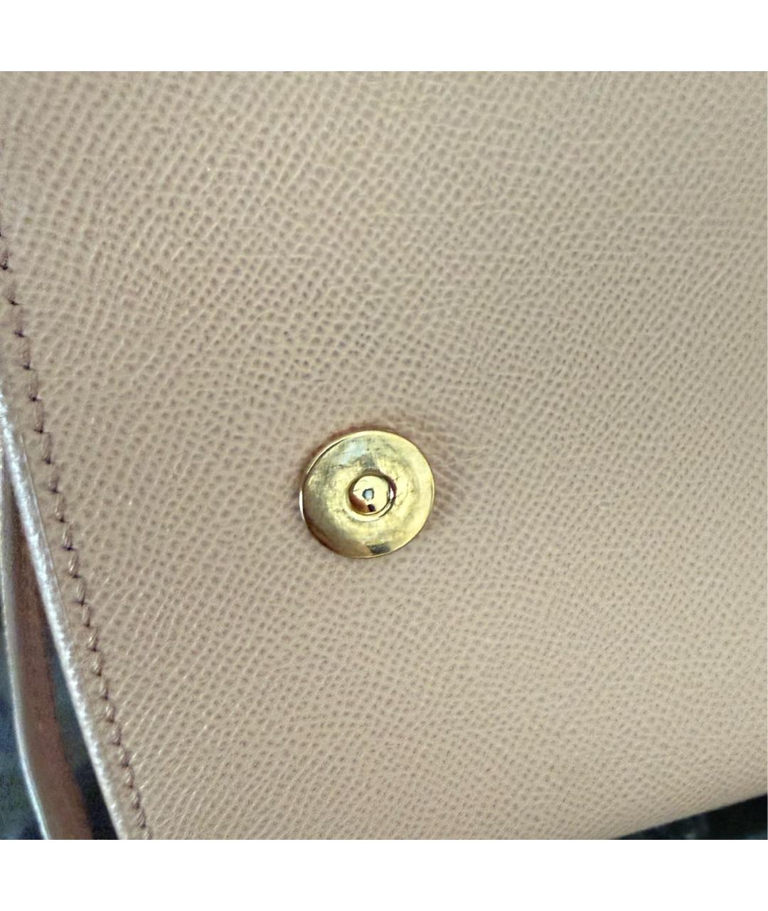DOLCE&GABBANA Бежевая кожаная сумка с короткими ручками, фото 5