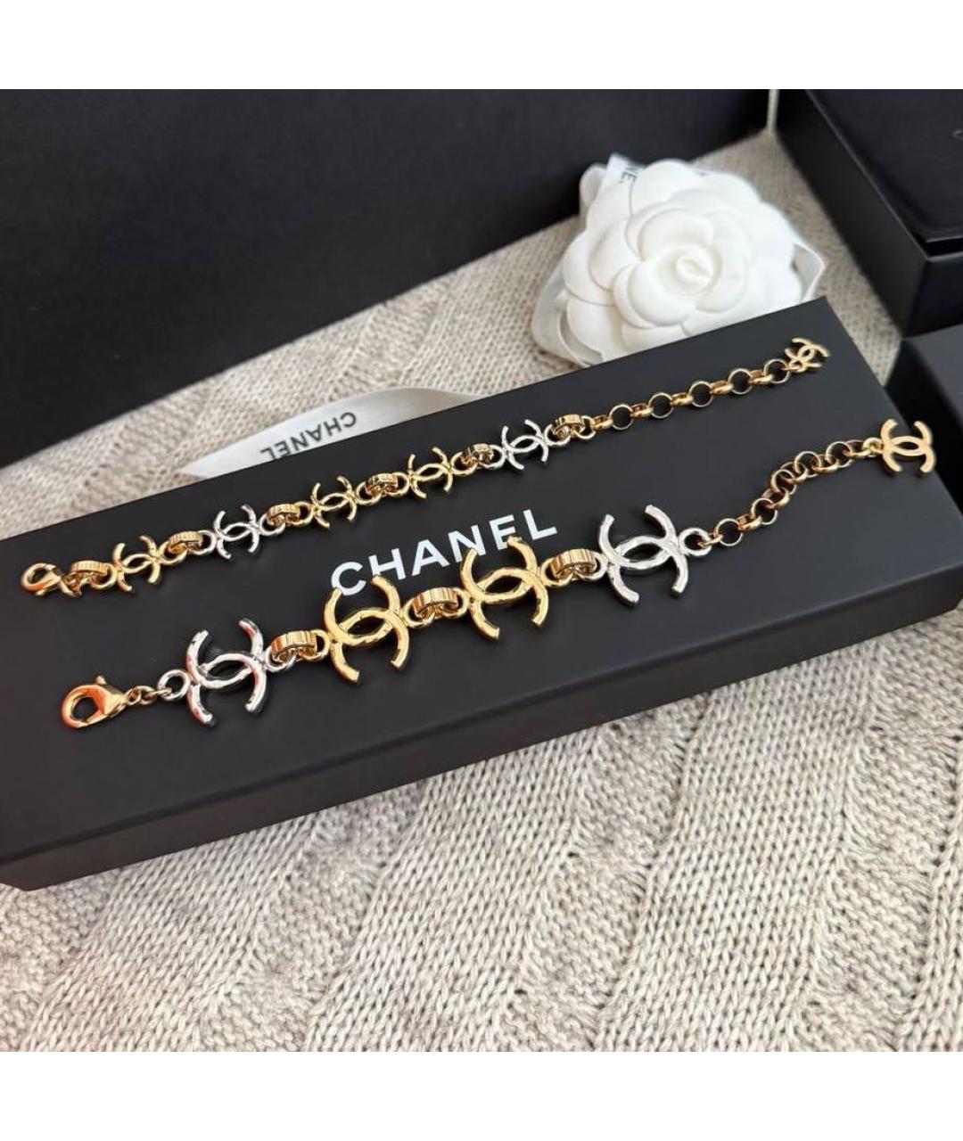 CHANEL Золотой металлический браслет, фото 3