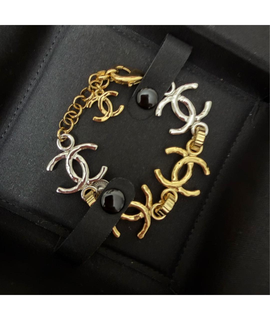 CHANEL Золотой металлический браслет, фото 5