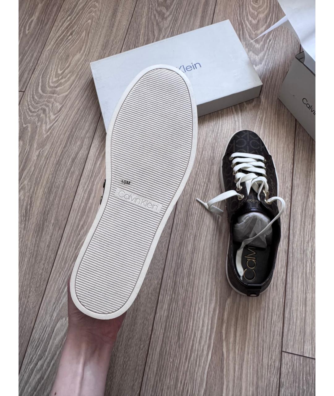 CALVIN KLEIN Коричневые синтетические кроссовки, фото 5