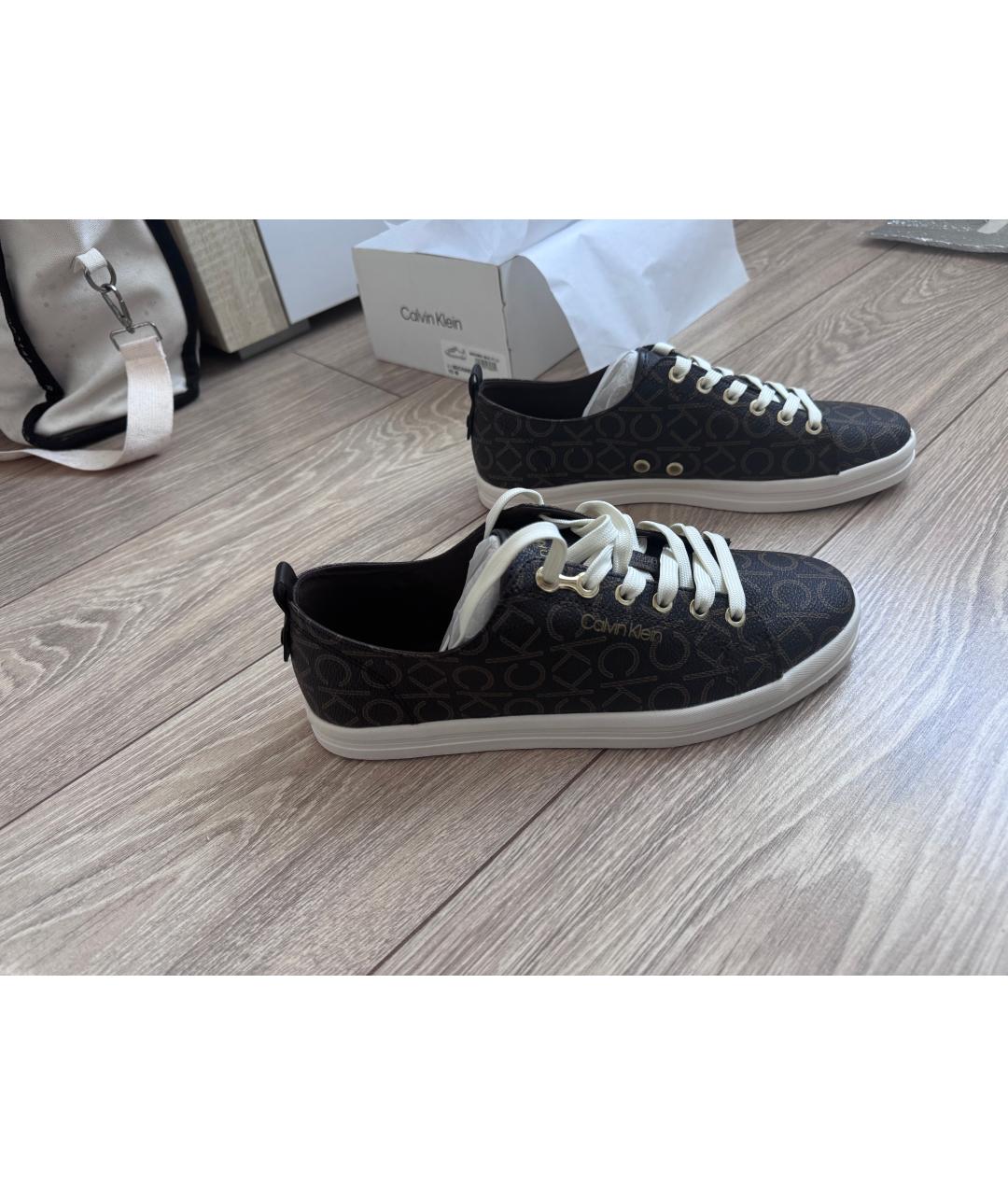 CALVIN KLEIN Коричневые синтетические кроссовки, фото 7