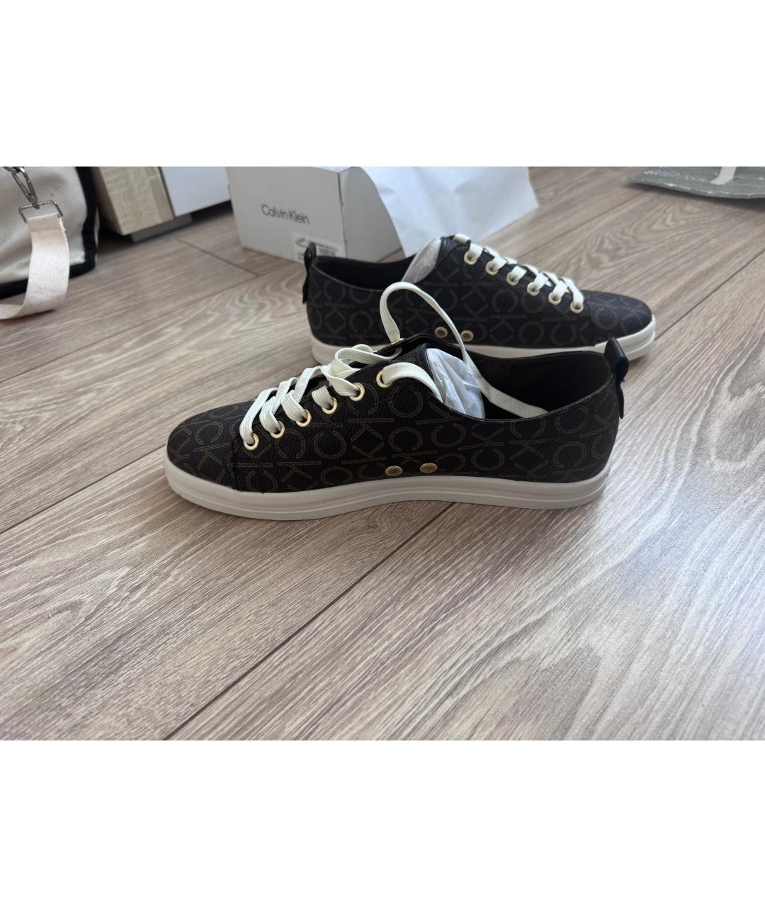 CALVIN KLEIN Коричневые синтетические кроссовки, фото 4