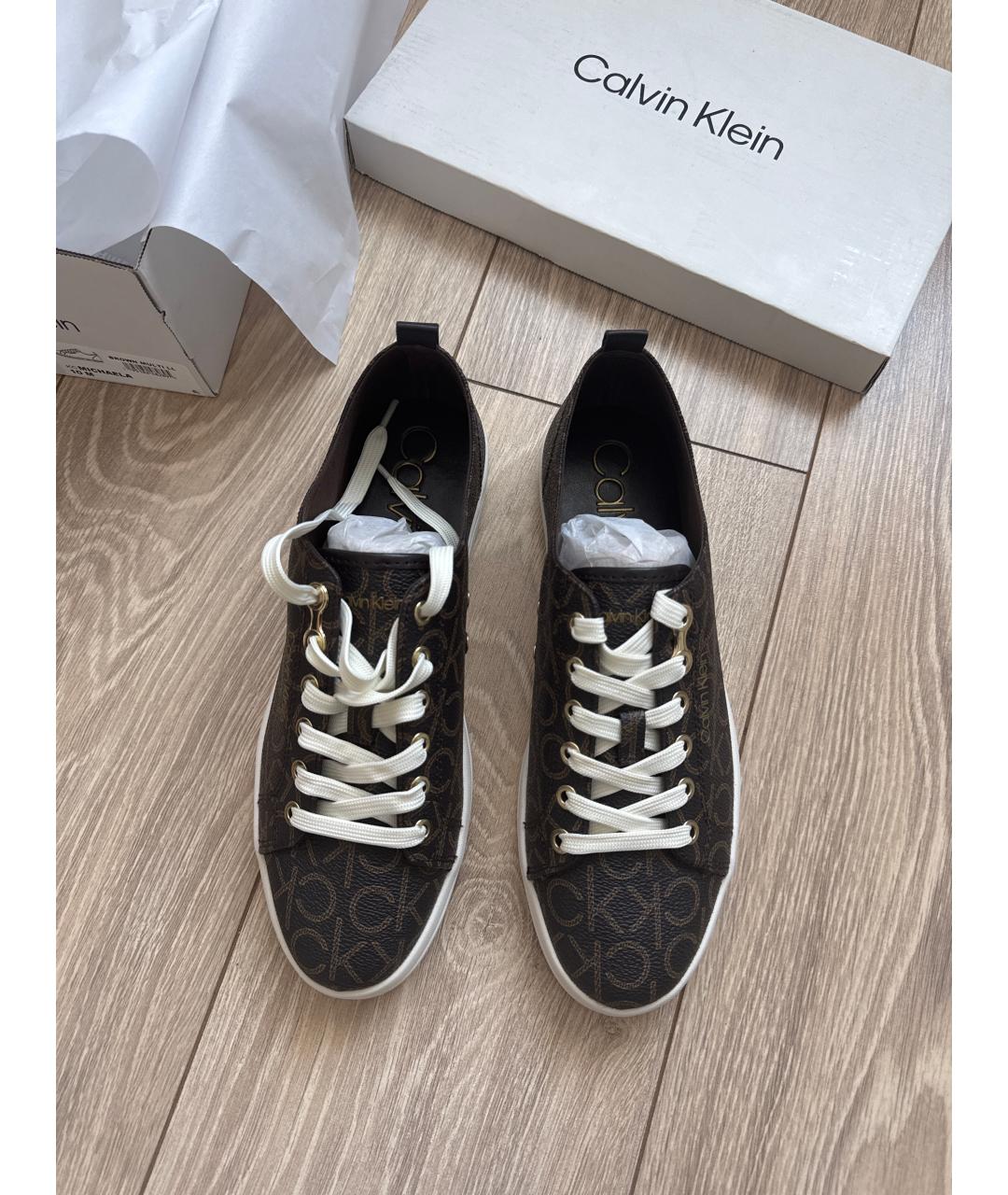 CALVIN KLEIN Коричневые синтетические кроссовки, фото 3